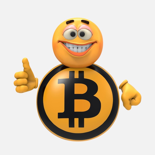 Bitcoin Emotikon. Ilustracja 3d