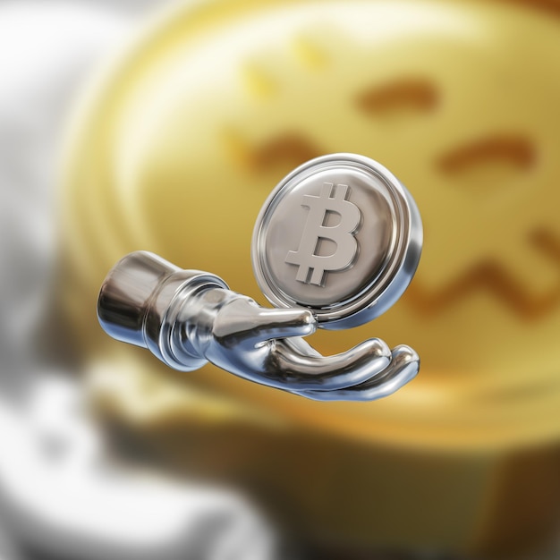 bitcoin krypto 3d emoji forex pieniądze monety monety chrom srebrny złoty technologia cyfrowa blockchain