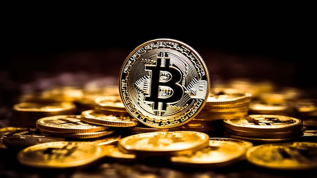 Bitcoin kryptowaluta cyfrowe pieniądze technologia złotej monety obraz generowany przez AI