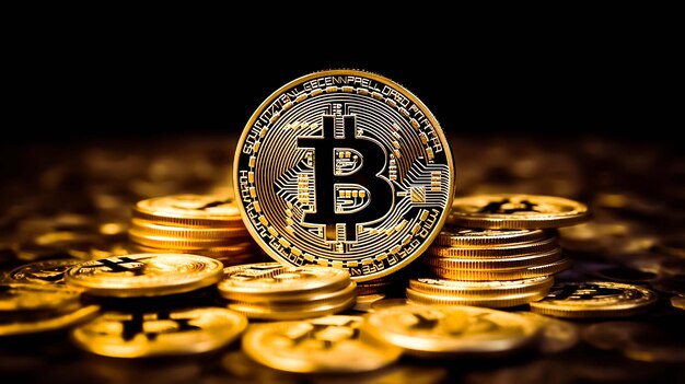 Bitcoin kryptowaluta cyfrowe pieniądze technologia złotej monety obraz generowany przez AI