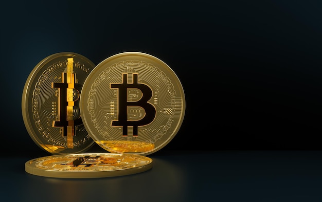 Bitcoin kryzys w tle bitcoin i Crypto 3 monety bitcoin praca 3D i obraz 3D
