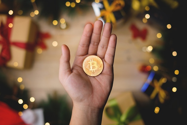 Bitcoin Na Boże Narodzenie Present Concept
