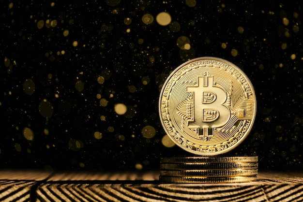 Bitcoin na piękny widok z oświetleniem