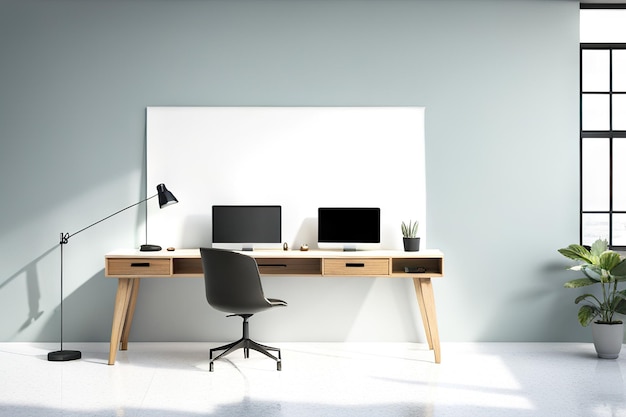 biurko z pustą przestrzenią Stylowe nowoczesne wnętrze