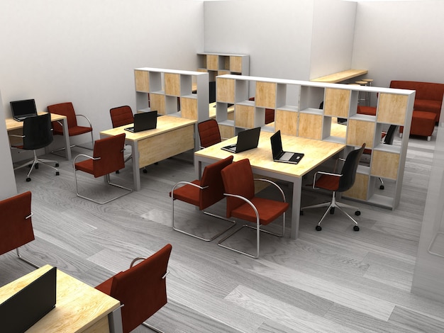 biuro, wizualizacja wnętrz, ilustracja 3D
