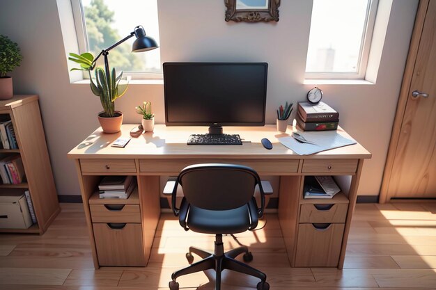 Biurowy stół konferencyjny, biurko komputerowe, obszar pracy, intymna przestrzeń wewnętrzna do ciężkiej pracy