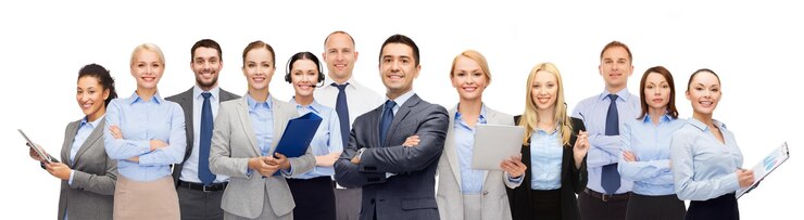 Zdjęcie biznes, praca zespołowa, biuro i koncepcja ludzi - grupa szczęśliwych ludzi biznesu