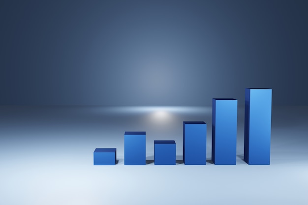 Biznes świeca Stick Wykres Wykres Inwestycji Giełdowych Na Niebieskim Tle. Byczy Punkt, Trend Wykresu