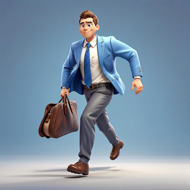 Biznesmen biegający torba 3D ilustracja postaci