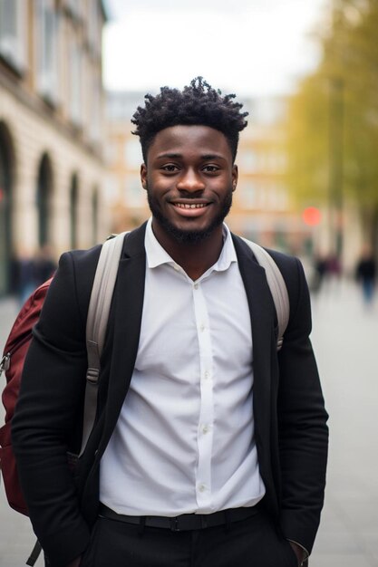 Biznesmen płci męskiej, Afroamerykanin Młodych dorosłych przyjazny uśmiech
