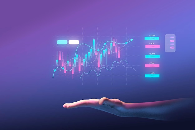 Biznesmen ręka finanse biznes wykres technologii metaverse wykres finansowy inwestycji