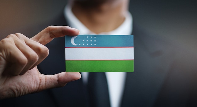 Biznesmena mienia karta Uzbekistan flaga