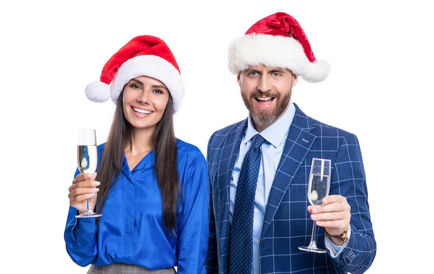 Biznesowe obchody Bożego Narodzenia pozytywnej pary Biznesowa para świętuje Boże Narodzenie