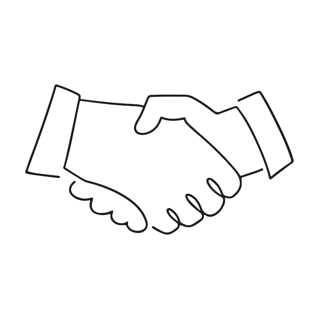Biznesowy uścisk ręki png minimalistyczna ilustracja artystyczna przejrzysty tło