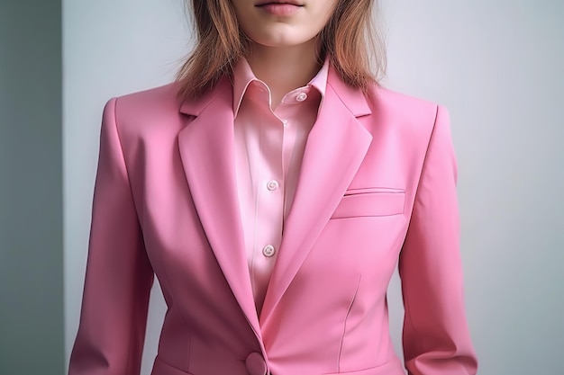 Zdjęcie bizneswoman w różowym apartamencie w biurze