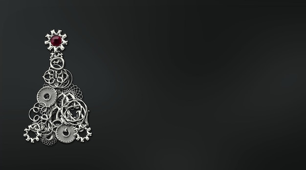 Biżuteria koła zębate i części zamienne Choinka w kolorze srebrnym z copyspace