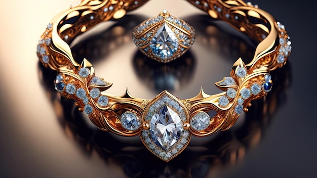 Biżuteria pierścionek z kamieniami szlachetnymi na ciemnym tle zbliżenie