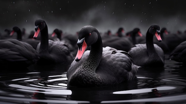 Black Swan Event Concept poważny, rzadki, nieoczekiwany przypadek z technologią generatywnej sztucznej inteligencji