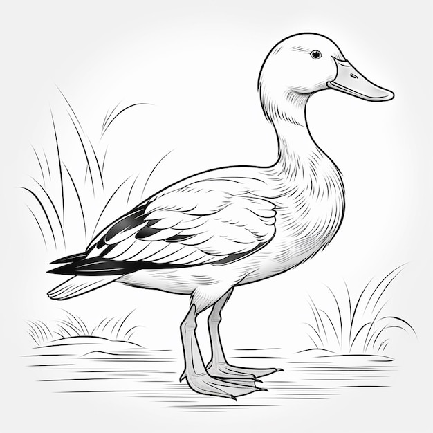 BlackBellied Whistling Duck kid art ręcznie narysowany uroczy kolorownik kawaii line art