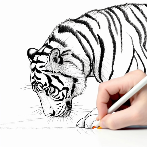 Blacklight maluje dwukolorowy projekt tygrysa z tylko jednolitą czarną sztuczną inteligencją
