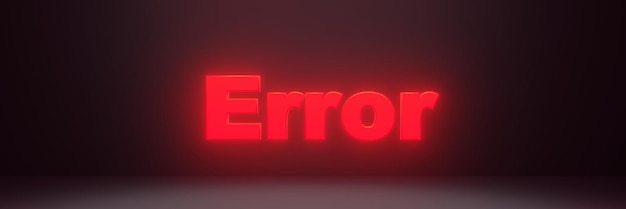 Błąd czerwone oświetlenie neonowe tekst 3d renderowanie napis transparent