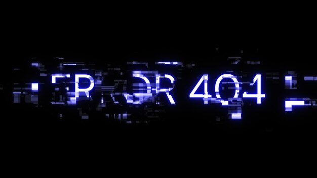 Błąd renderowania 3D 404 tekst z efektami ekranu usterek technologicznych