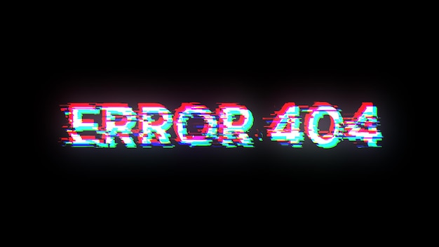 Błąd renderowania 3D 404 tekst z efektami ekranu usterek technologicznych