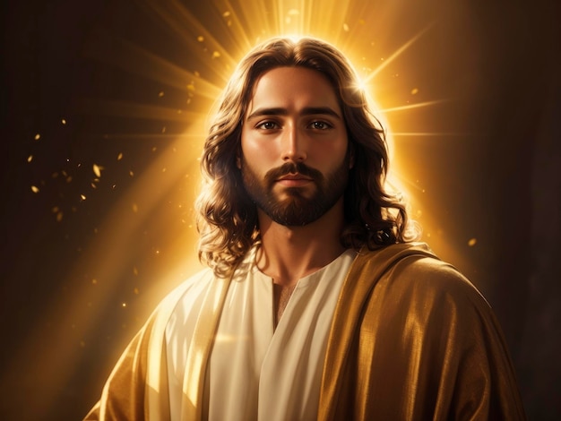Blask Serenity Oszałamiający portret Jezusa w złotym świetle
