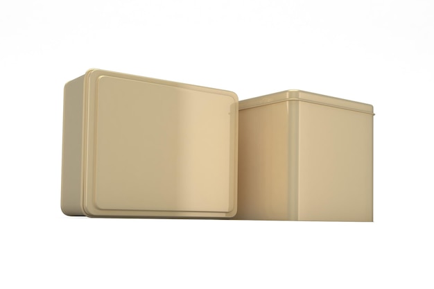 Zdjęcie blaszane pudełka w różnych rozmiarach z przodu na białym tle