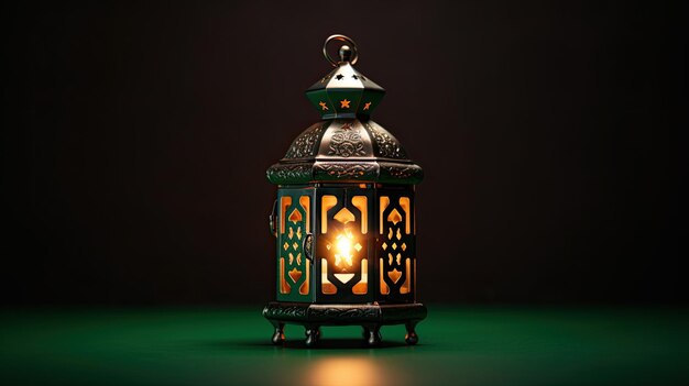 Błękitna latarnia ramadanu Islamskie ozdoby niewyraźne Bokeh Tło