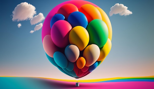 Błękitne niebo balon kolorowy estetyczny pływający obraz ai generowane sztuki