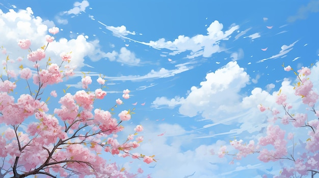 błękitne niebo w okresie wiosennym piękna scena