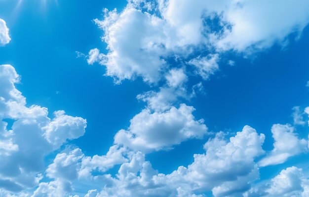 Zdjęcie błękitne niebo z chmurami, które mówią „błękitne niebo”