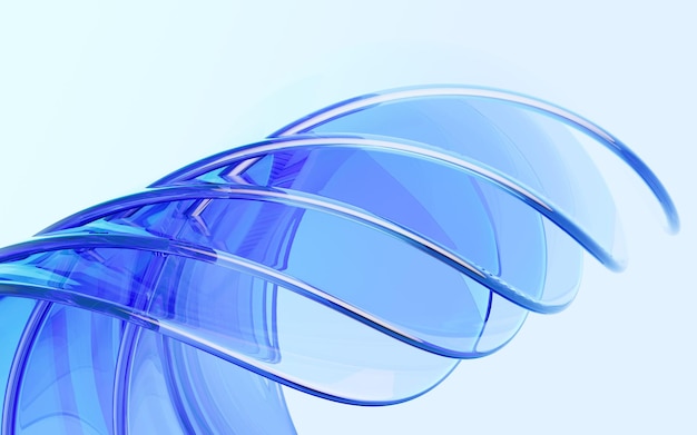 Błękitny abstrakcjonistyczny zakrzywiony szklany tło renderowania 3d