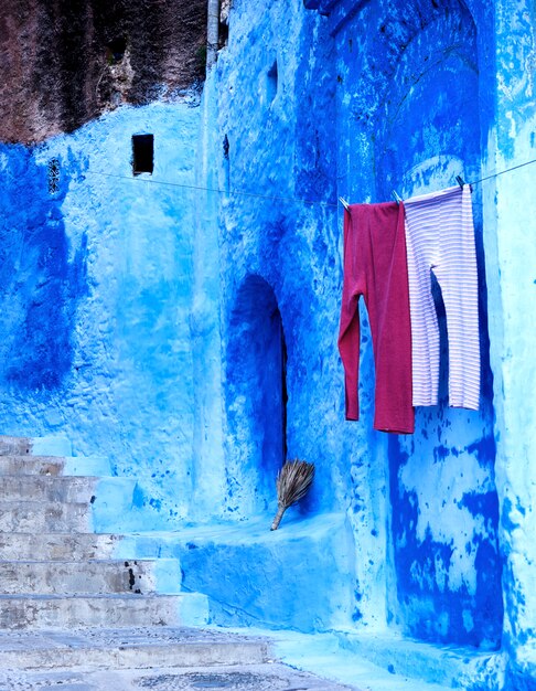 Zdjęcie błękitny medina chefchaouen miasto w maroko, afryka północna