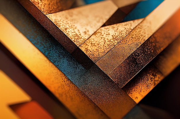 Bliska Brązowe Metalowe Segmenty Geometryczne Koncepcja 3d Dzieła Sztuki Abstrakcyjne Tło