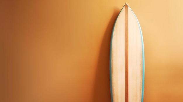 Zdjęcie bliska deska do surfowania i linia ratunkowa na tle drewniana ściana generatywna sztuczna inteligencja