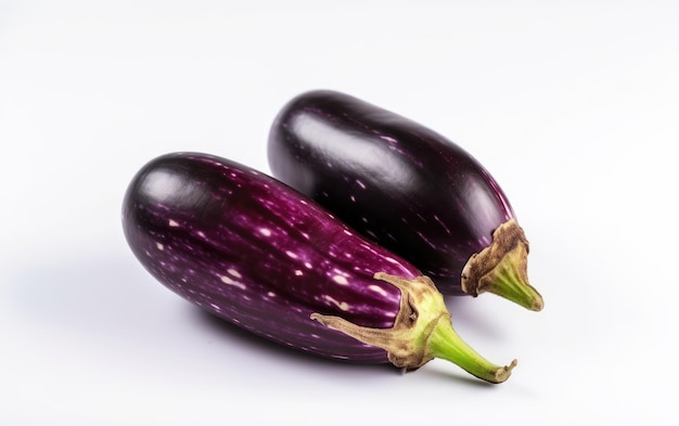 Bliska, purpurowy bakłażan samodzielnie na białym tle generowane ai świeżych warzyw