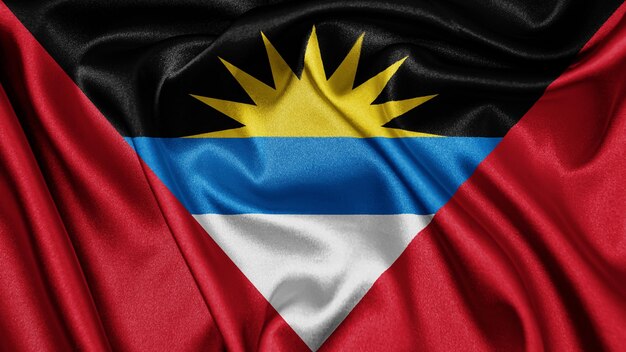Bliska realistyczne tekstury flagi Antigui i Barbudy