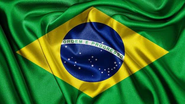 Zdjęcie bliska realistyczne tekstury flagi brazylii