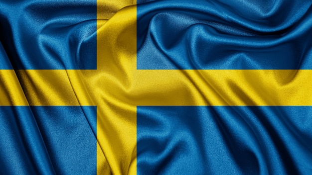 Bliska realistyczne tekstury flagi Szwecji