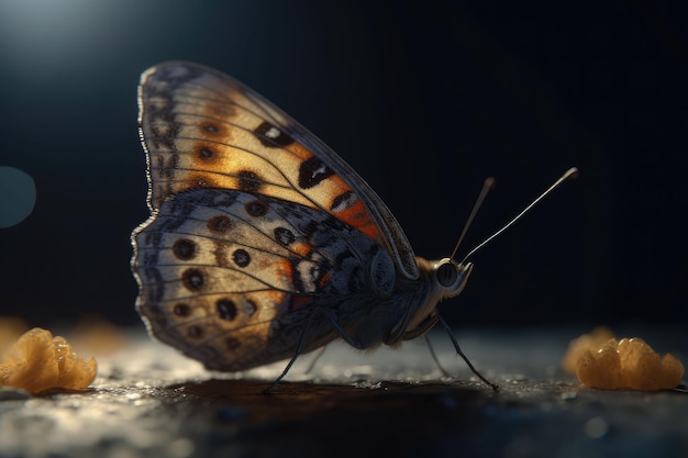 Bliska, rustcolored motyl Motyl w naturze rano Generative AI ilustracji