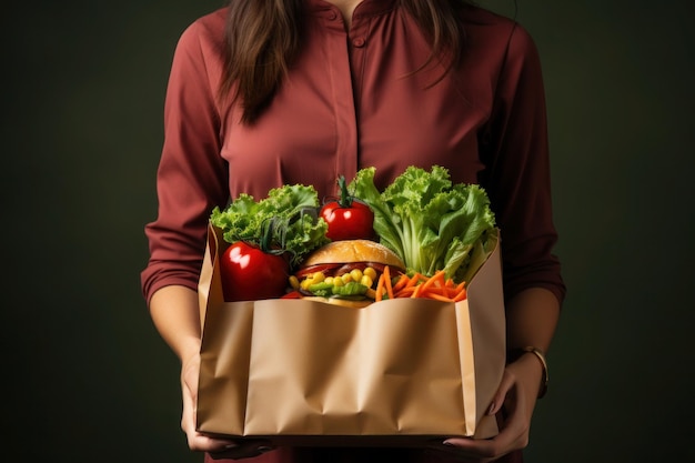 bliska widok torby dostawczej z warzywami
