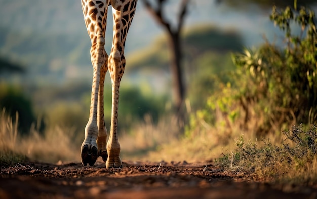 Zdjęcie bliskie ujęcie szczupłych nóg żyrafy