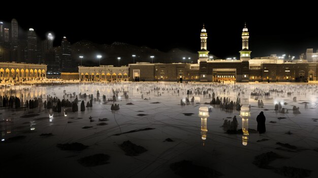 Zdjęcie bliskie zdjęcia kaaby w masjid alharam