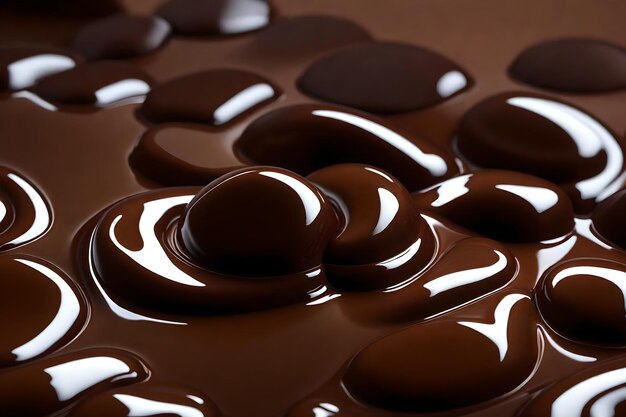 Zdjęcie bliskie zdjęcie syropu czekoladowego wylewanego na szarym tle z kopią przestrzeni