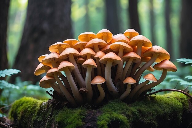 Blisko piękne grzyby kolor światła w drzewie tekstura tła Makro Fotografia Widok