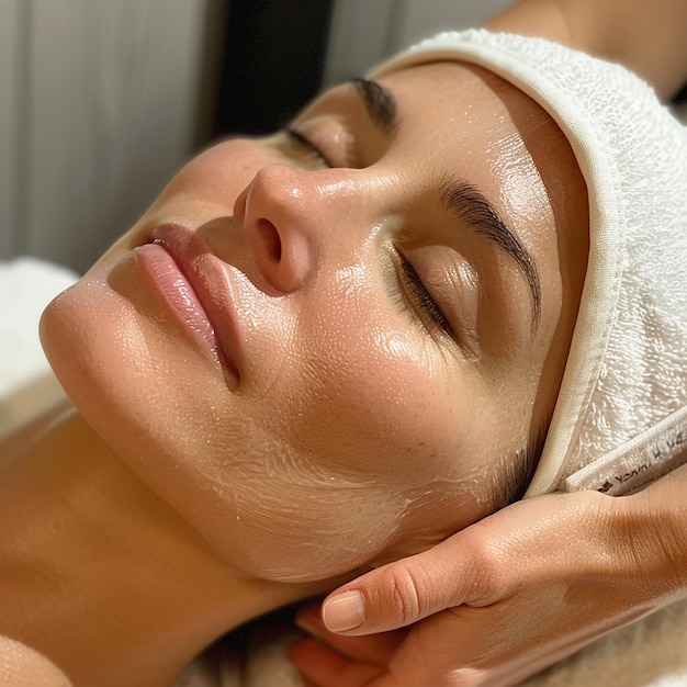 Zdjęcie blissful facial treatment session raw style