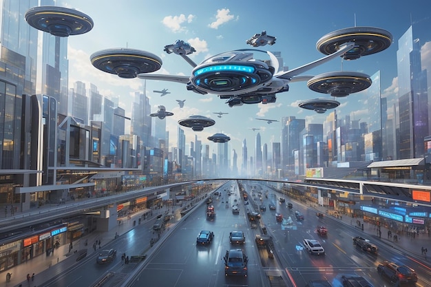 Blockchain City marzy o futurystycznej rzeczywistości w wysokiej rozdzielczości