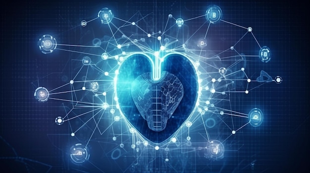 Blockchain systemów usług kardiologicznych i medycznych dla usług szpitalnych i ubezpieczeń klinik oraz sieci cyfrowej opieki zdrowotnej i Generative AI